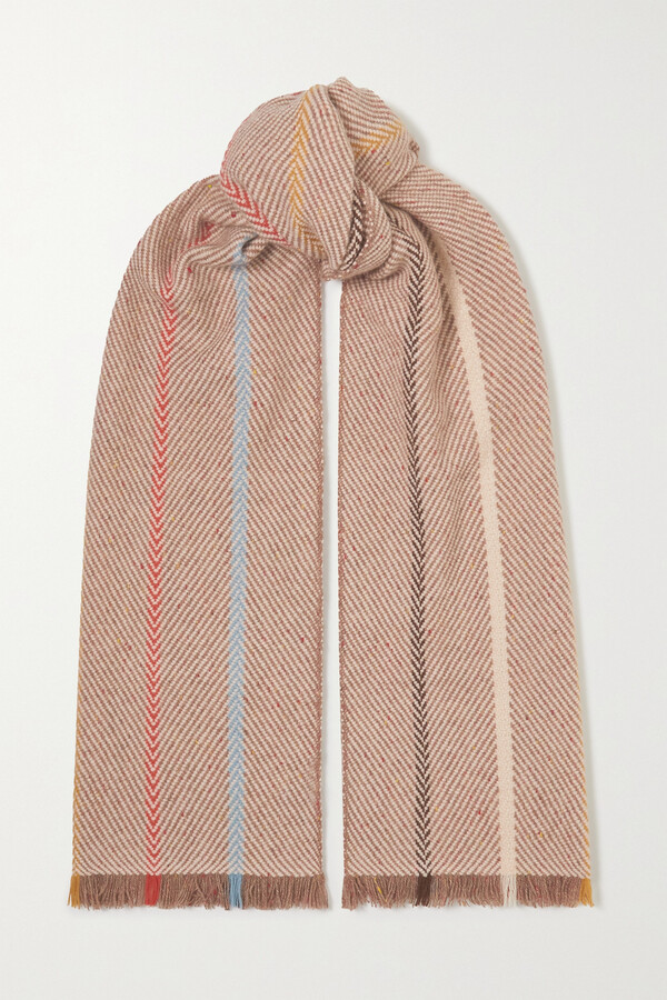 Loro Piana Fringed Striped Cashmere Scarf Tan ShopStyle