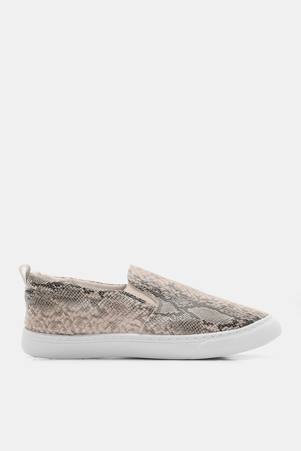 faux snakeskin slip on sneakers