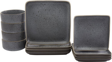 Madison Tabletops Gallery 12 piece Square Reactive Glaze Dinnerware Set