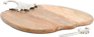 2pc Pumpkin Cheese Board With Spreader Set | Metal