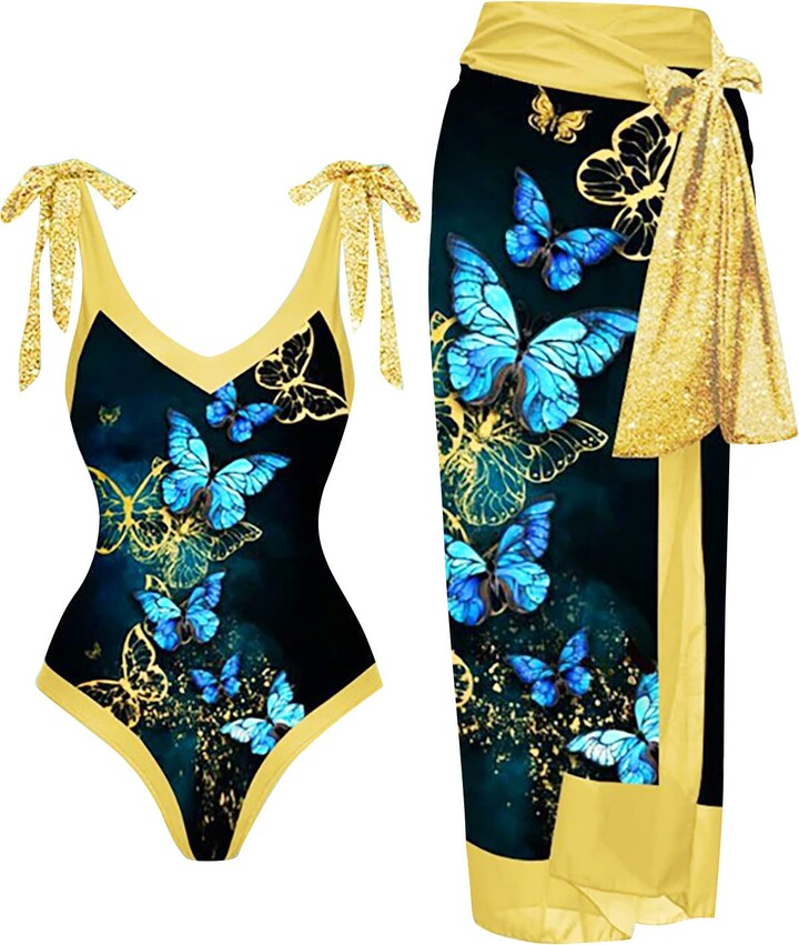 Generic Bikini Rojo Blue Stripe Pad High Floral Bathing Suits Mom