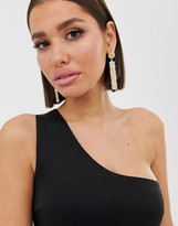 Thumbnail for your product : ASOS DESIGN earrings with stud and bar drop in gold tone