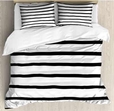 Ambesonne Art Duvet Cover Set Minimalist Paintbrush Calking Charcoal Grey