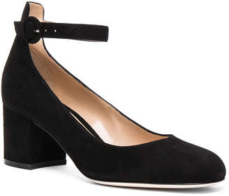Gianvito Rossi Suede Ankle Strap Flats