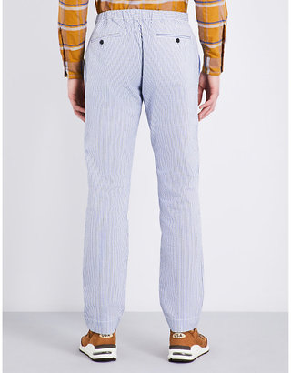 Camoshita Seersucker cotton and silk-blend trousers