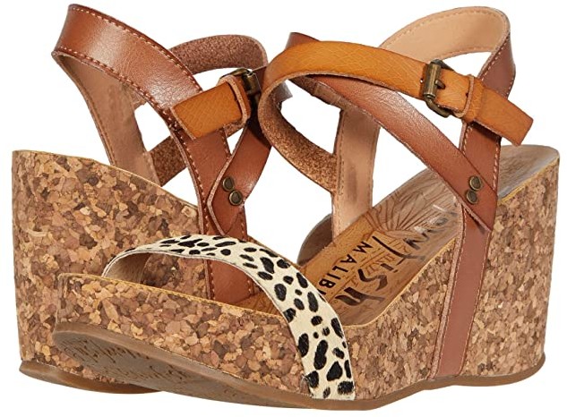 blowfish leopard wedges
