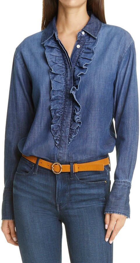 Frame Ruffle Tux Denim Shirt 