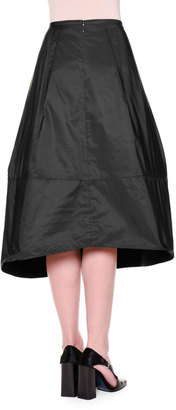 Jil Sander High-Waist Midi Skirt w/ Inside-Out Pleats, Black