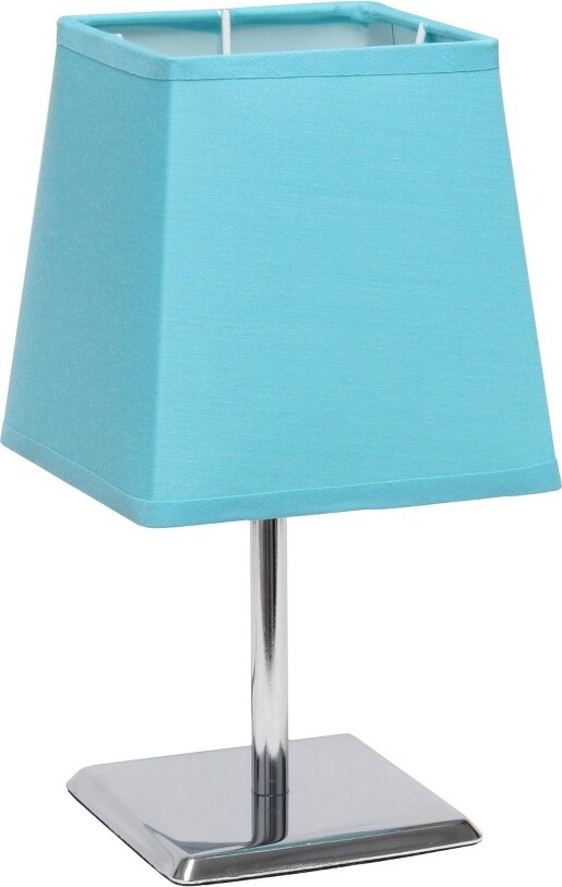 Mini Table Lamp with Squared Empire Fabric Shade Blue Simple Designs