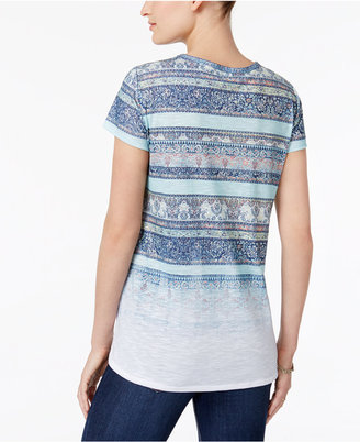 Style&Co. Style & Co Faded-Print T-Shirt, Created for Macy's