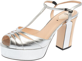 fendi silver sandals