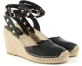 Thumbnail for your product : Whitney Black Leather Studded Wedge Espadrille