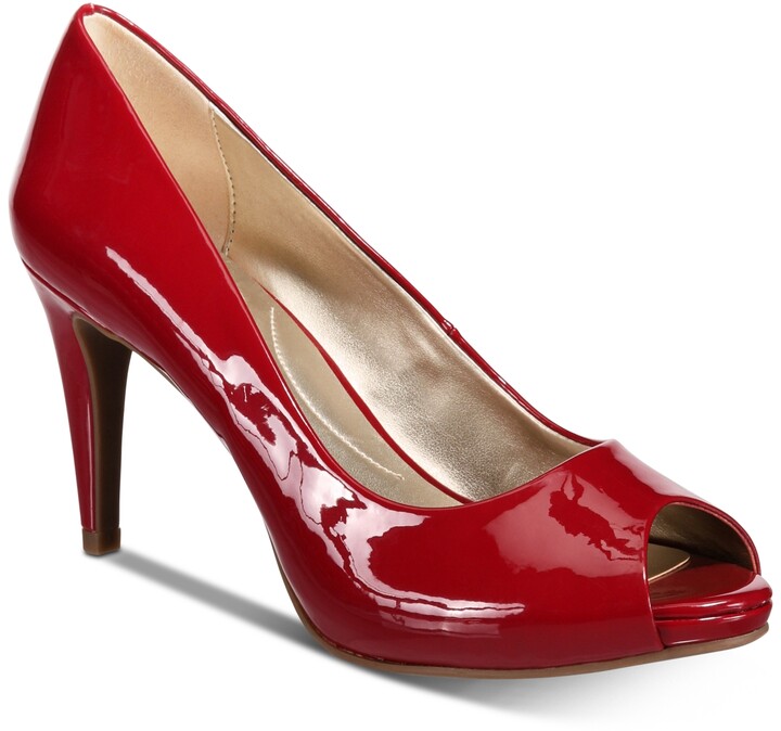 Red Patent Leather Peep Toe Pumps | ShopStyle