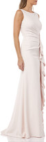 Thumbnail for your product : Carmen Marc Valvo Bateau-Neck Sleeveless Gown w/ Side-Ruching & Draped Ruffle Detail