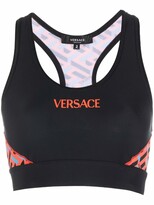 Thumbnail for your product : Versace La Greca print sports bra