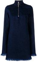 Thumbnail for your product : Marques Almeida Denim Long Sleeve Dress With Frayed Hem