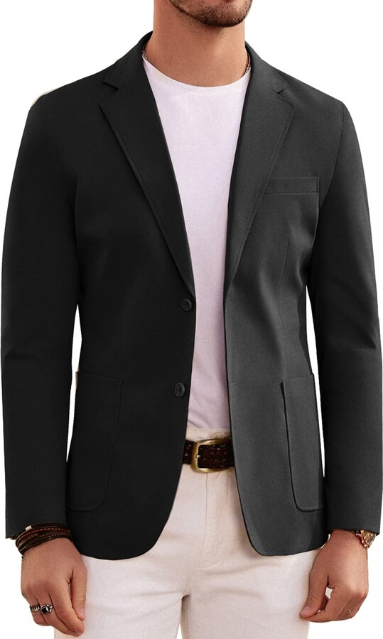 PJ PAUL JONES Men's Lightweight Sport Coat Blazer Casual 2 Button Suit  Jacket Stretch Western Sportcoat Machine Washable Black - ShopStyle