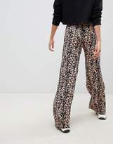 Thumbnail for your product : Miss Selfridge wide leg pants in leopard print