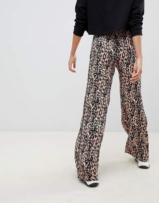 Miss Selfridge wide leg pants in leopard print