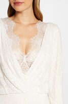 Thumbnail for your product : Tadashi Shoji Drape Neck Long Sleeve Lace Wedding Dress