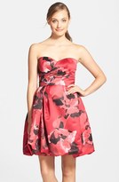 Thumbnail for your product : Aidan Mattox Floral Satin Strapless Fit & Flare Dress