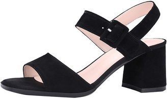 ELEHOT Ladies Soft Suede Slingback Shoes 6.5cm Block Mid Heel Fashion Dress Party Sandals US Plus Size 4-15, Suede