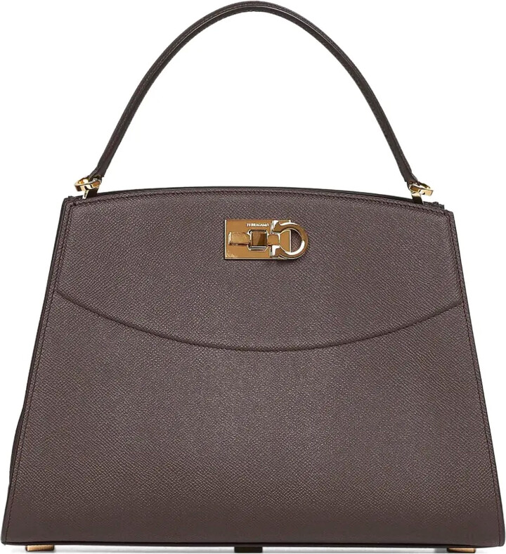 Ferragamo Gancio-clasp hammered calfskin tote bag