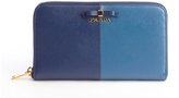 Thumbnail for your product : Prada navy and cobalt blue leather bow tie accent continental wallet