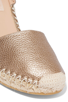 Valentino Garavani Rockstud Double 85 Textured-leather Wedge Espadrilles -  Gold - ShopStyle