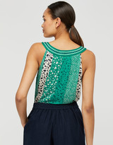 Thumbnail for your product : Monsoon Poppy Patchwork Print Sleeveless Top Green