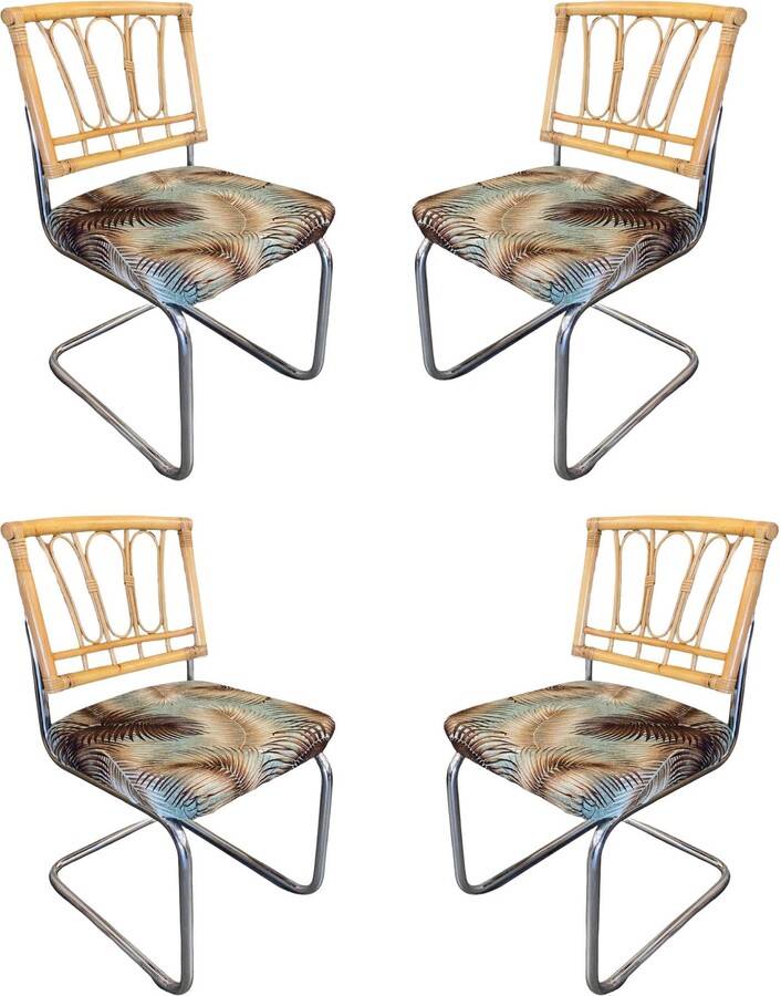 Marcel Breuer Rare Restored Rattan Back Chrome "cesca" Chairs By Virco, Set Of 4