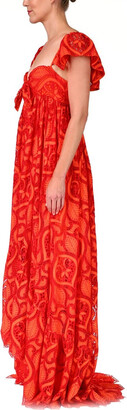Badgley Mischka Red Orange Lace Gown