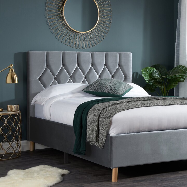 Dunelm Loxley Velvet Bed Loxley Grey ShopStyle
