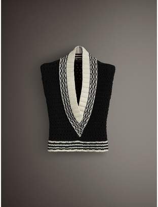 Burberry Cap-sleeve Knitted Wool V-neck Tank Top