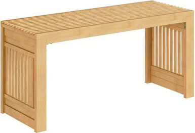 Dining Bench, 35 Inch Bamboo Entryway Bench, Farmhouse Kitchen Table Bench, Outdoor Bench, Solid Bamboo Dining Room Benches For Kitchen, Living Room,