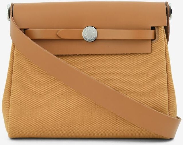 Hermes Mini Herbag Zip 20 in Naturel Sable Militaire Canvas and Hunter Leather with Palladium Hardware