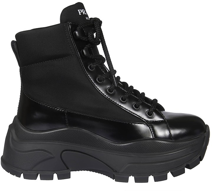 prada color block lace up boot