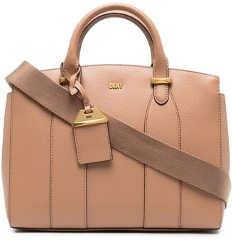 DKNY Brown Bryant Park Shoulder Bag Satchel Purse Handbag Faux Leather  Monogram