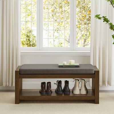 Accent Bench with Lower Shelf Shoe Rack