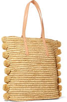 Thumbnail for your product : Loeffler Randall Cruise Pompom-embellished Leather-trimmed Straw Tote - Beige