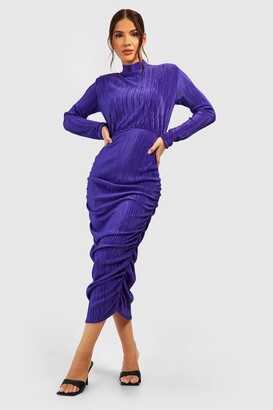 Vesper Square Neck Midi Dress With Underboob Cut Out In Purple for Women
