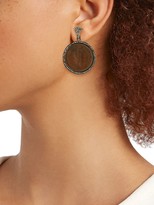 Thumbnail for your product : Nina Gilin Black Rhodium-Plated & Diamond Coin Drop Earrings