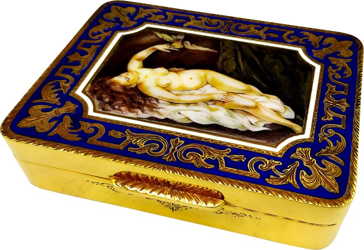 Table Cigar Box Two-tone Stripes Enamel Sterling Silver Salimbeni