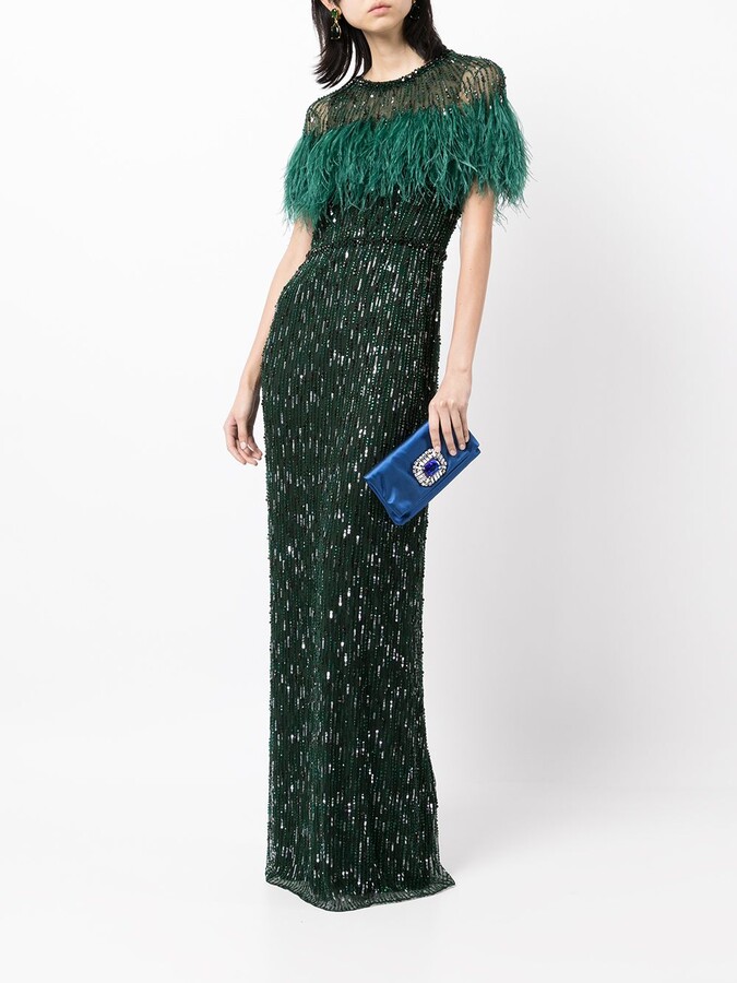 sequin dresses with feathers