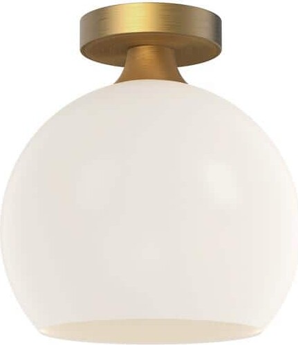 ALORA MOOD Castilla 10 in. 1 Light 60-Watt Aged Gold/Opal Matte Glass Flush Mount
