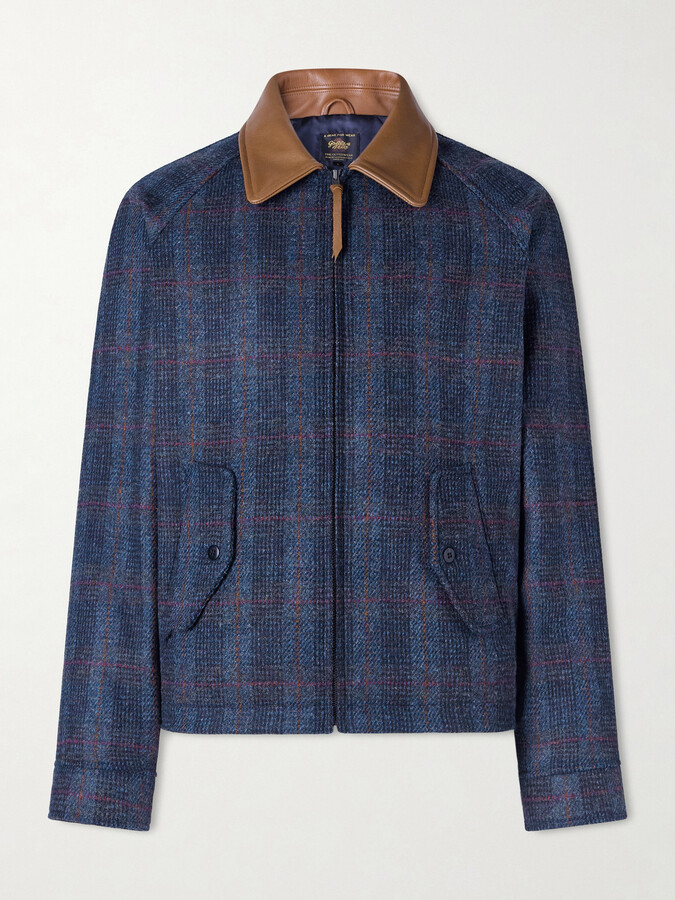 GoldenBear Dunbar Harris Leather-Trimmed Checked Wool Jacket