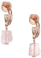Thumbnail for your product : Monica Vinader Rose Quartz Huggie Hoop Drop Earrings