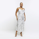 Thumbnail for your product : River Island Womens Plus Silver Foil Detail Slip Midi Dress