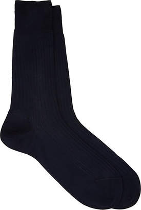 Barneys New York Men's Rib-Knit Mid-Calf Socks - Navy