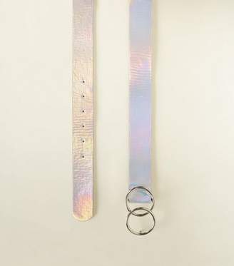 New Look Holographic Circle Buckle Belt
